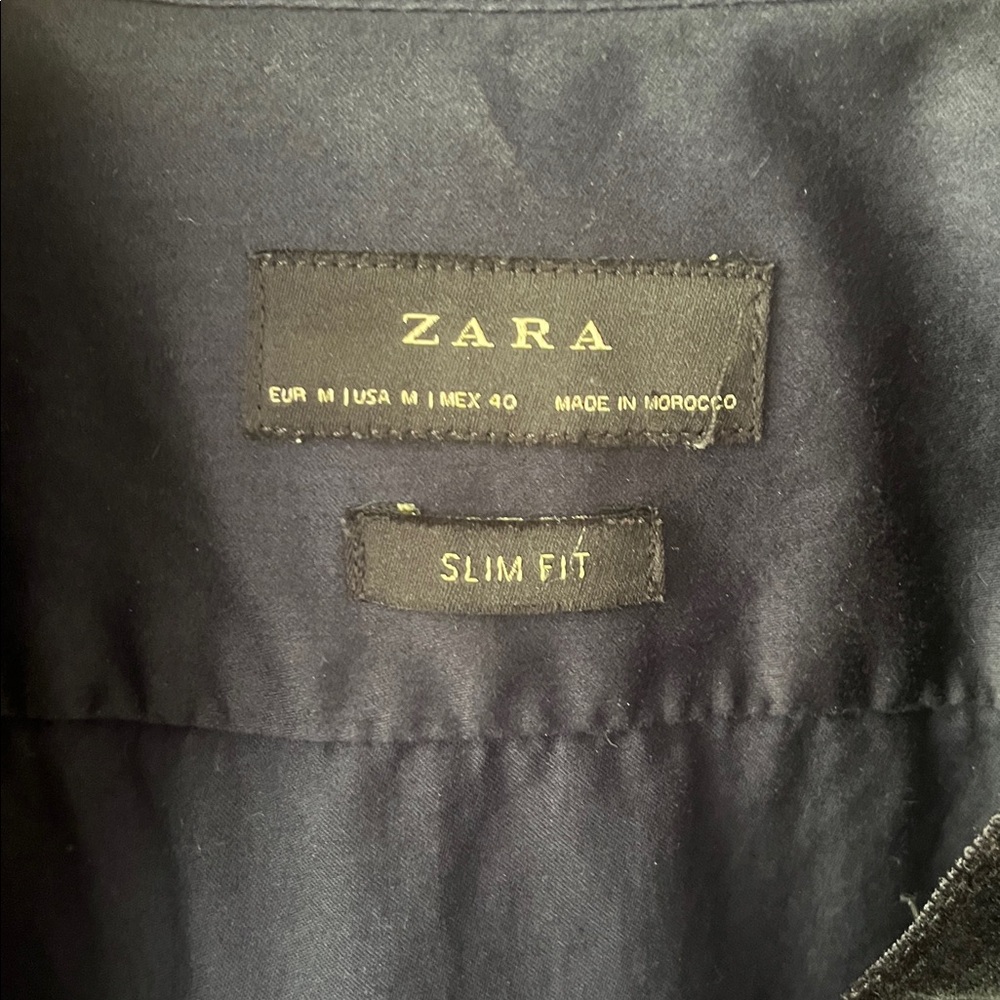 Zara Men's Navy Band-Collar Lightweight Shirt Jacket - Picture 2 of 3